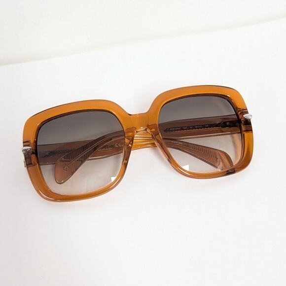 Rag&Bone Fara Sunglasses Unisex Brown Retro Shape Case